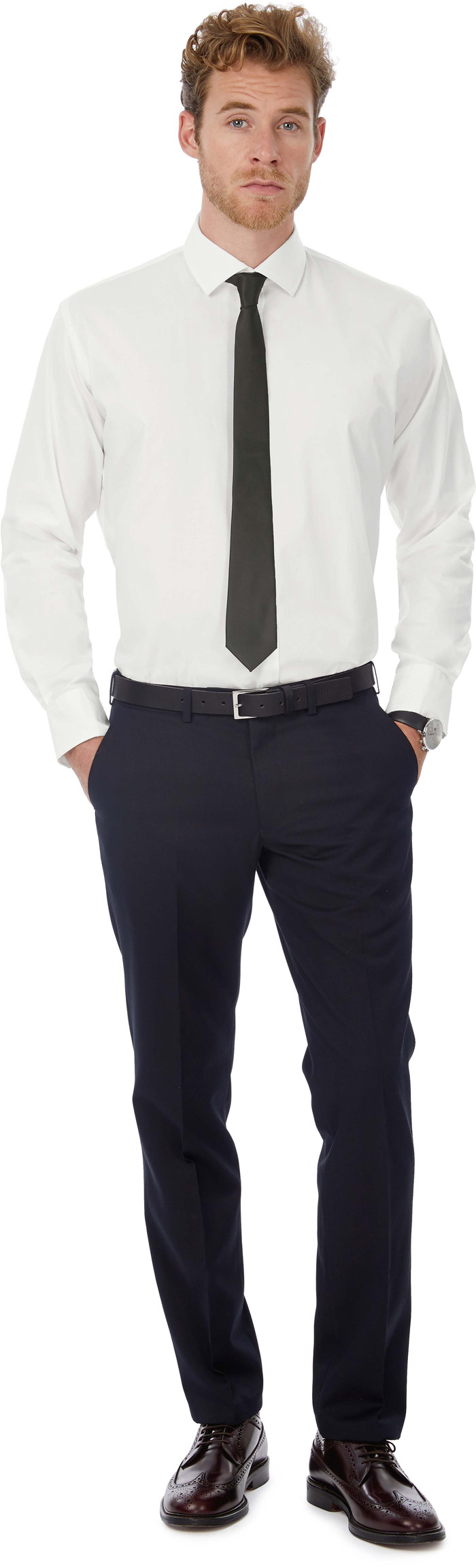 Chemise stretch homme manches longues black tie - CGSMP21