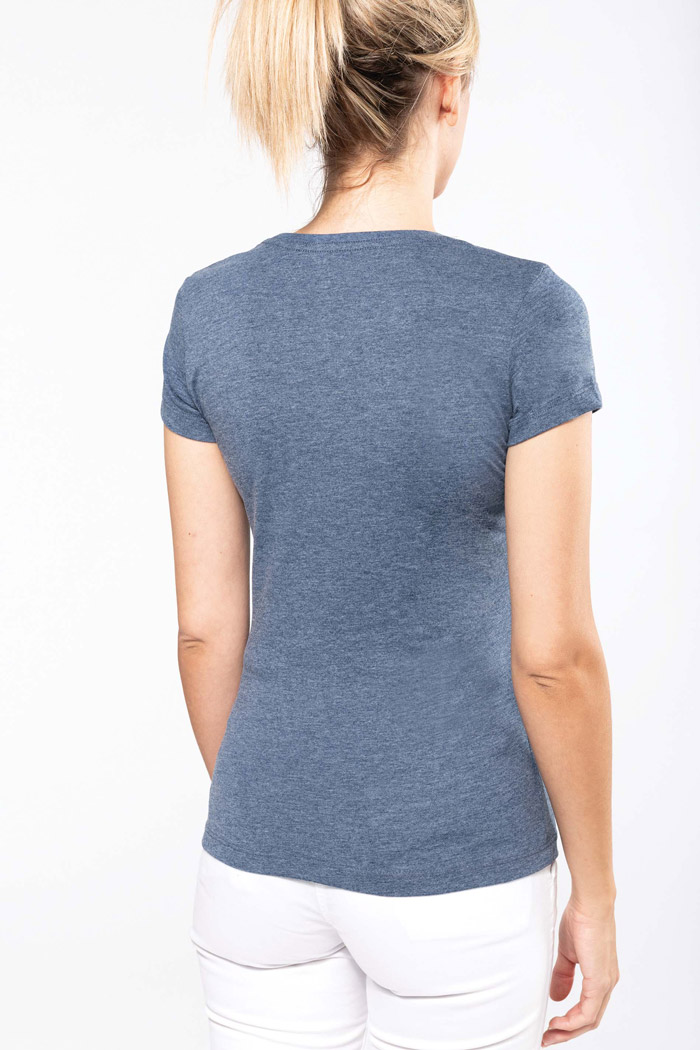 T-shirt col v manches courtes ‘‘mélange‘‘ femme kariban - K387