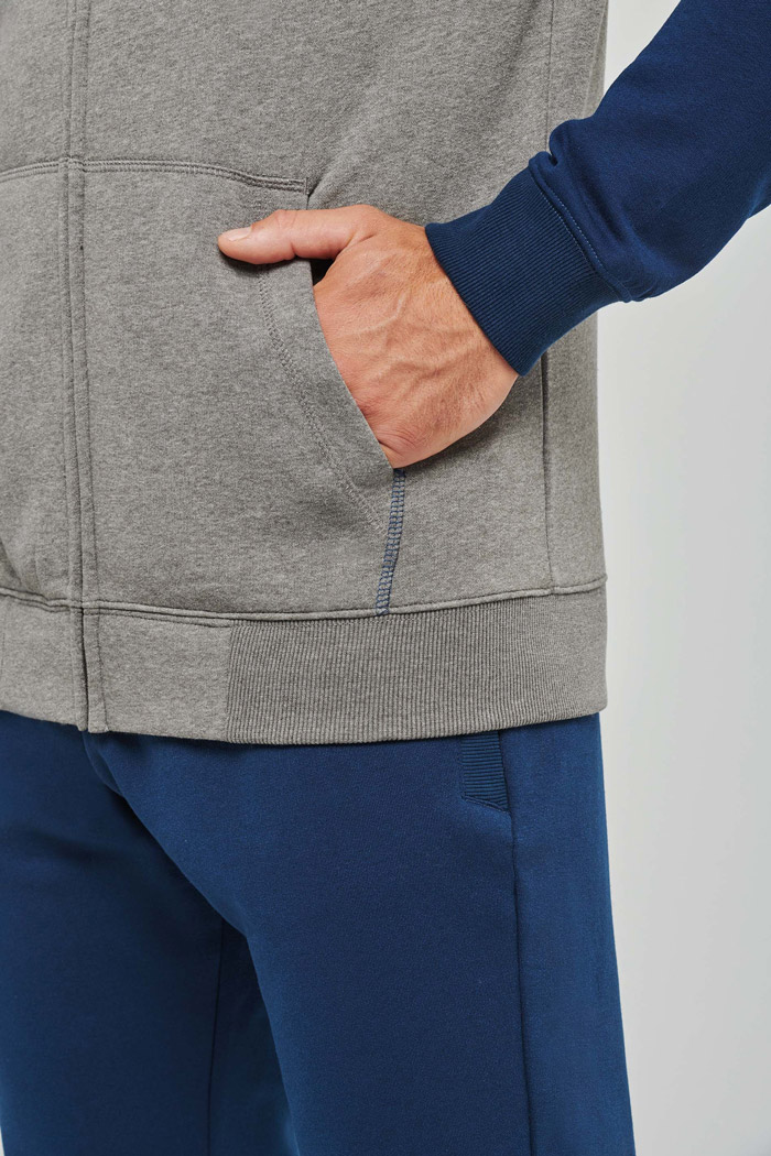 Veste molleton zippée capuche bicolore unisexe - PA380