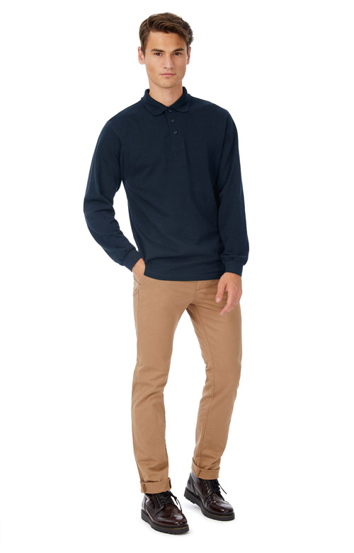 Polo homme safran manches longues
